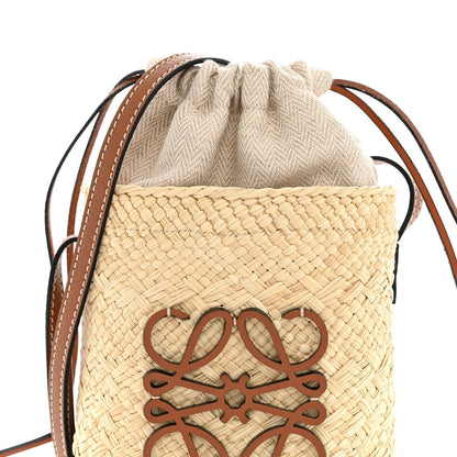 Loewe Calfskin Raffia Paulas Ibiza Square Bucket Bag Natural Tan 1958891