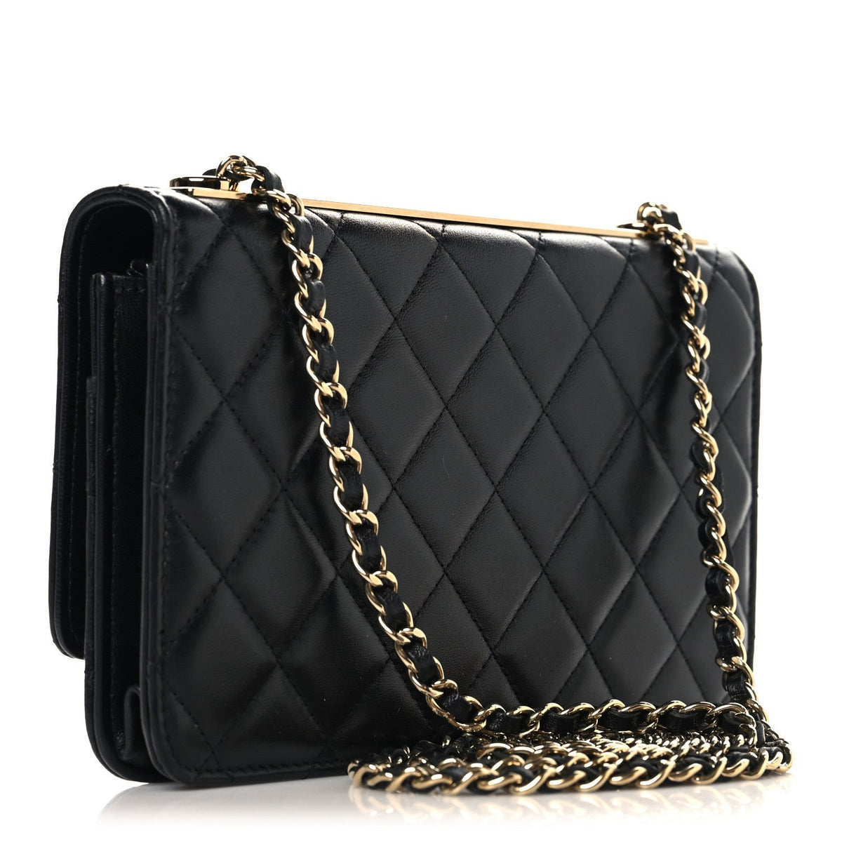Chanel Lambskin Quilted Trendy CC Wallet On Chain Black