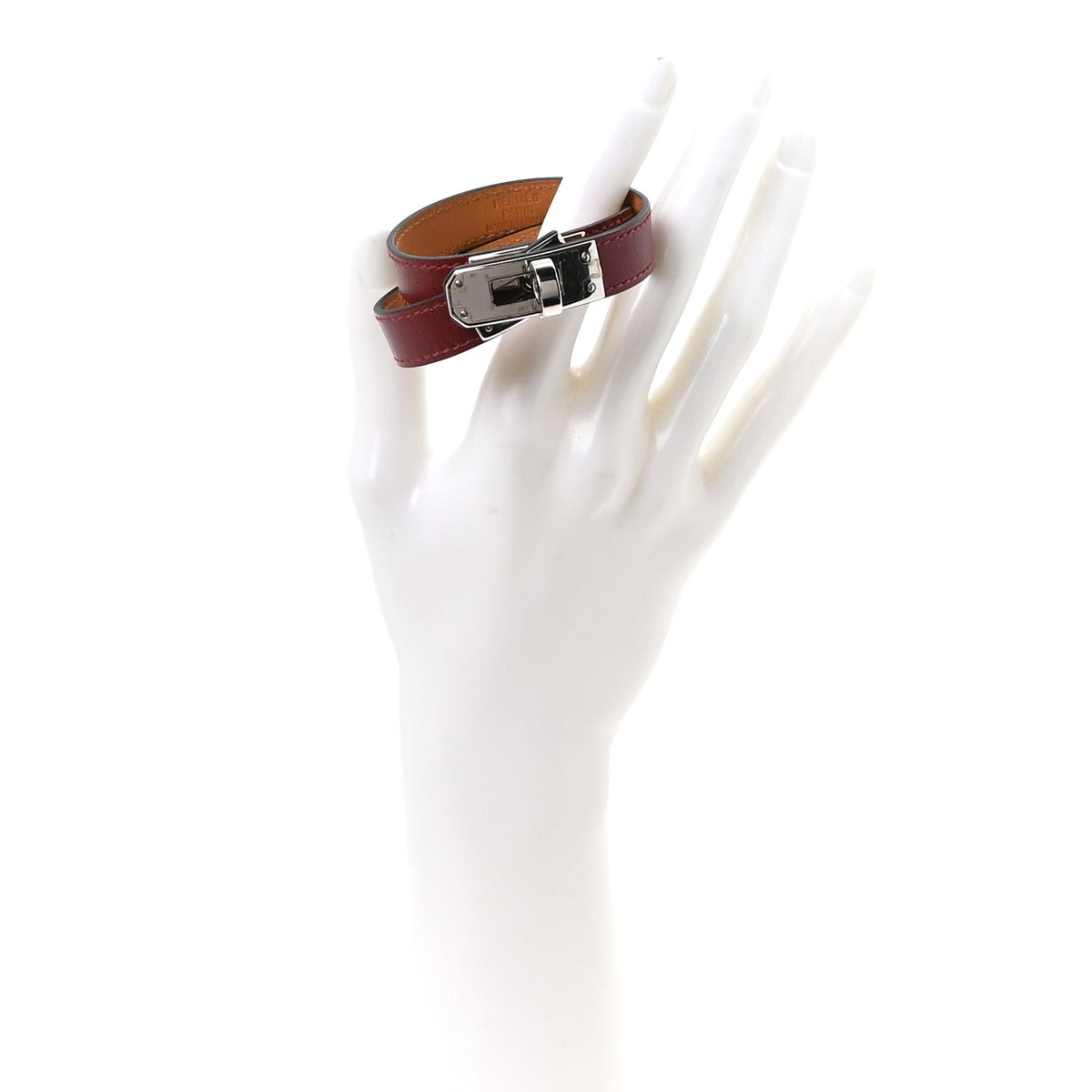 Hermes Swift Leather Palladium Kelly Double Tour Bracelet S Rouge H