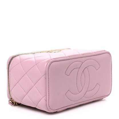 Chanel Lambskin Quilted Small Top Handle Vanity Case Light Pink 1985279