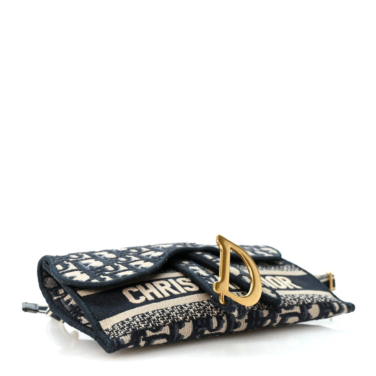 Christian Dior Oblique Slim Saddle Pouch Blue