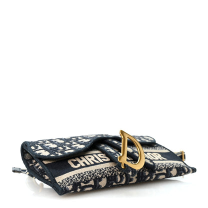 Christian Dior Oblique Slim Saddle Pouch Blue