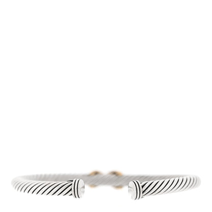David Yurman Sterling Silver 14K Yellow Gold 5mm X Station Cable Bracelet