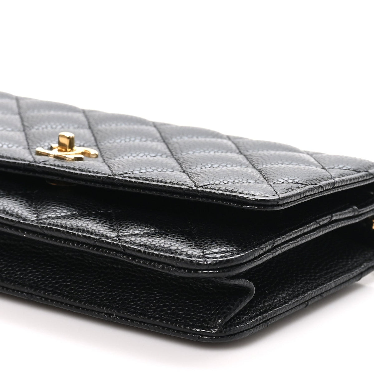 Chanel Caviar Quilted CC Turnlock Wallet On Chain Black 1987527