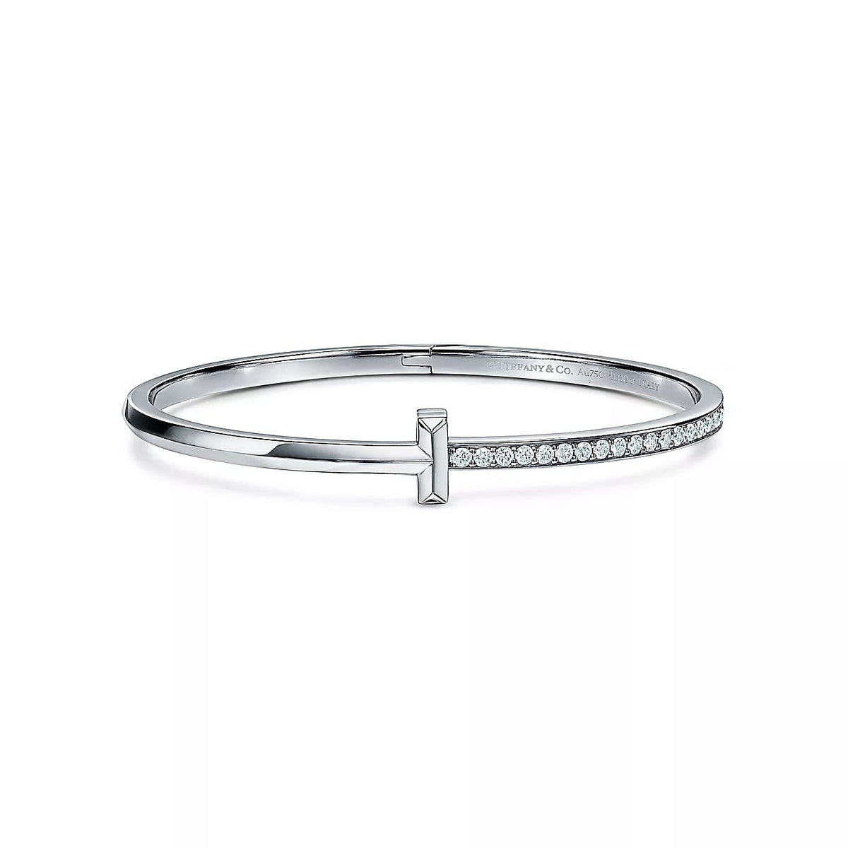 18K Gold Diamonds Tiffany T1 Hinged Bangle