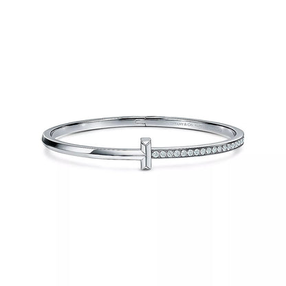18K Gold Diamonds Tiffany T1 Hinged Bangle