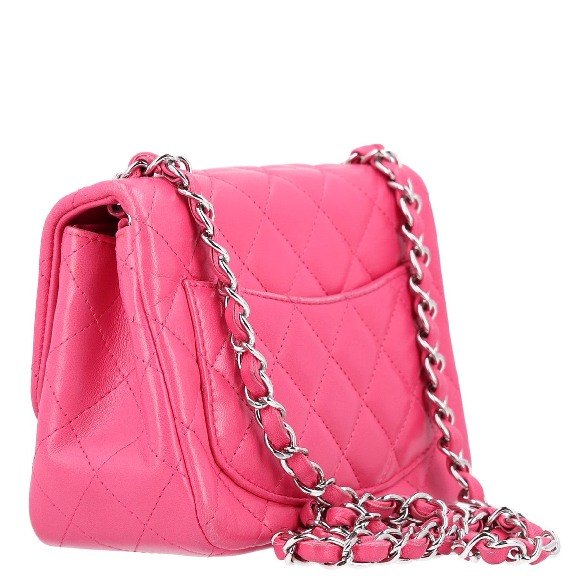 Chanel Lambskin Quilted Mini Square Flap Dark Pink