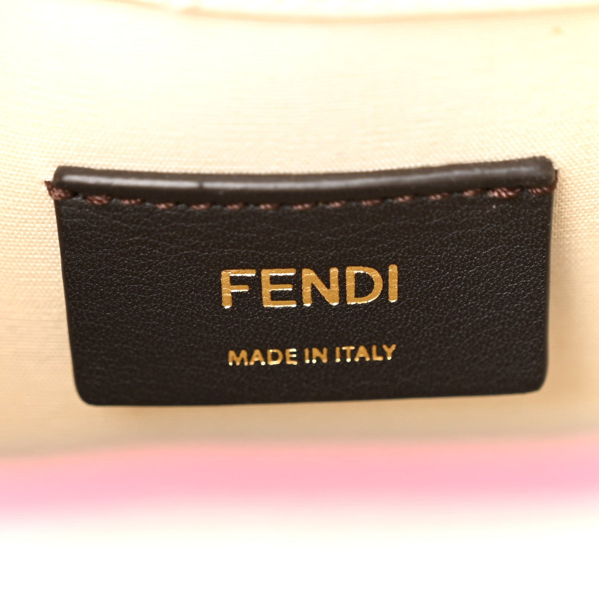 Fendi Canvas Vitello Grace Mini Mon Tresor Bucket Bag Grezzo Pink