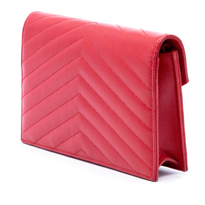 Classic Monogram Wallet on Chain Matelasse Chevron Leather Small