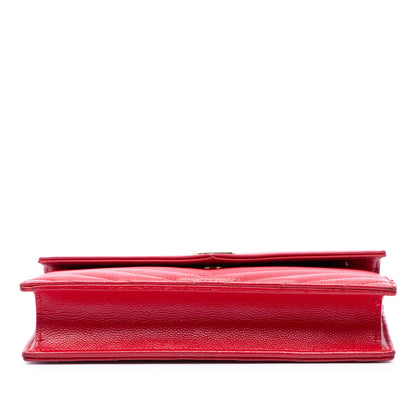 Classic Monogram Wallet on Chain Matelasse Chevron Leather Small