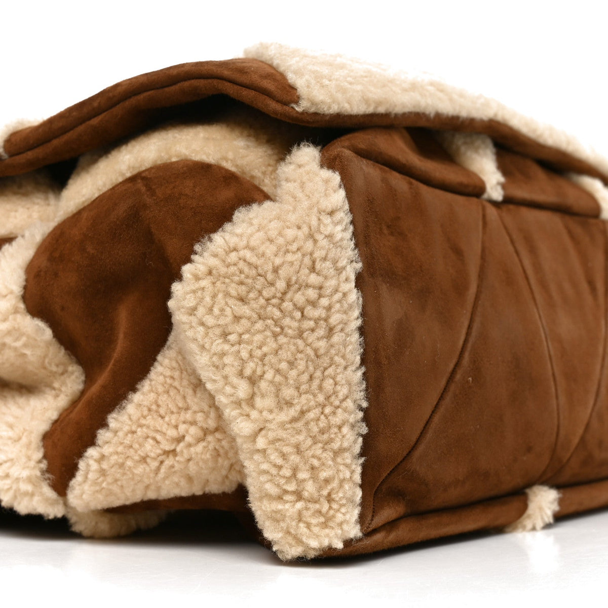 Saint Laurent Suede Shearling Patchwork Monogram Giant Jamie Brown Beige