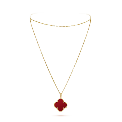 18K Yellow Gold Carnelian VCA Magic Alhambra Long Necklace