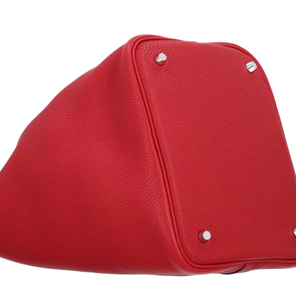 Hermes Taurillon Clemence 22cm Picotin Lock Bag Rouge Casaque