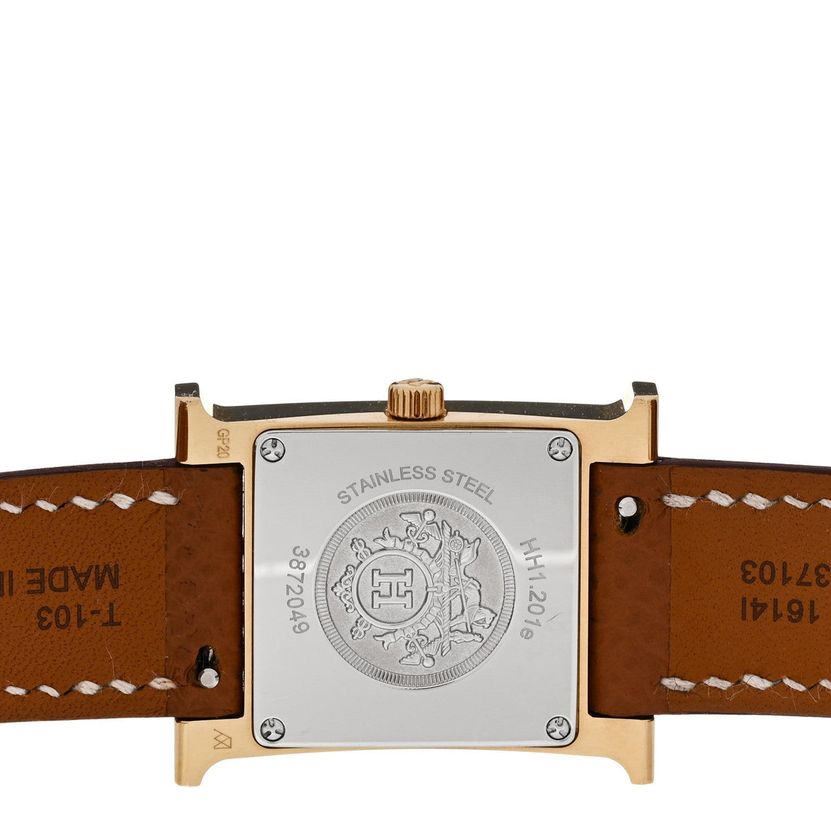 Hermes Stainless Steel Epsom 21mm Heure H Watch Gold