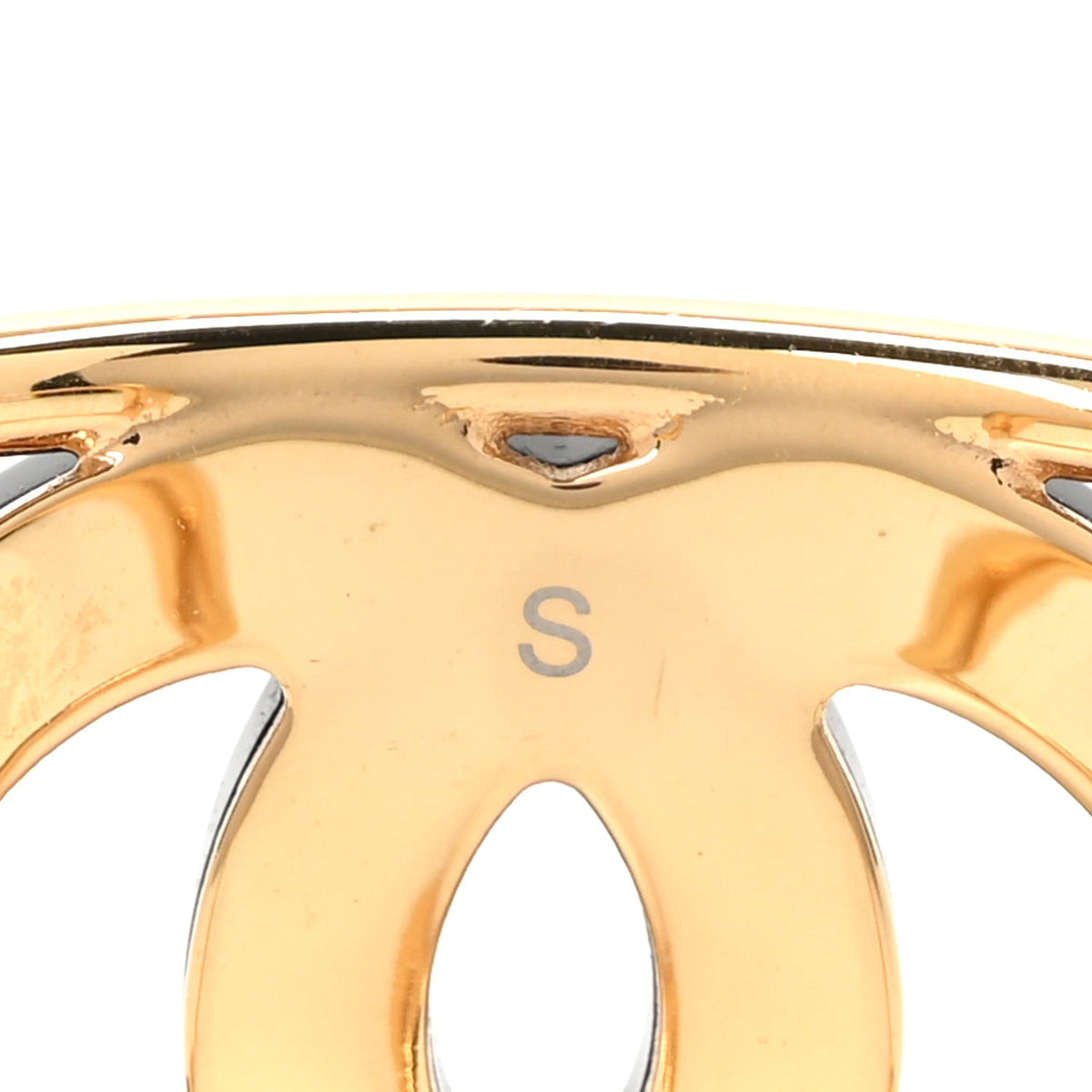 Chanel Metal Resin CC Cuff S Gold Black