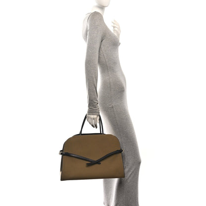 The Row Canvas Calfskin Margaux Belt 15 Fango Black