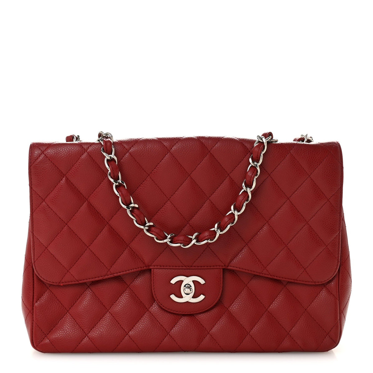 Chanel Caviar Quilted Jumbo Single Flap Dark Red 1824892