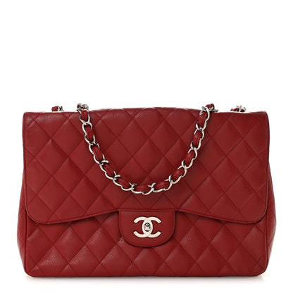 Chanel Caviar Quilted Jumbo Single Flap Dark Red 1824892