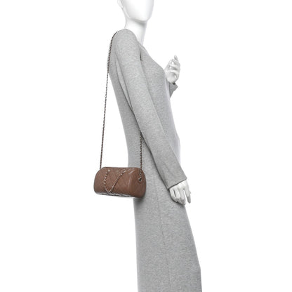 Chanel Caviar Quilted Barrel Clutch With Chain Brown 1983770