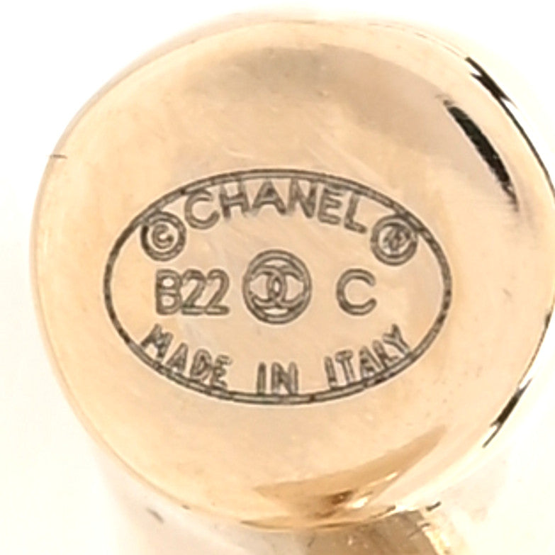 Chanel Metal Large CC Earrings Light Gold