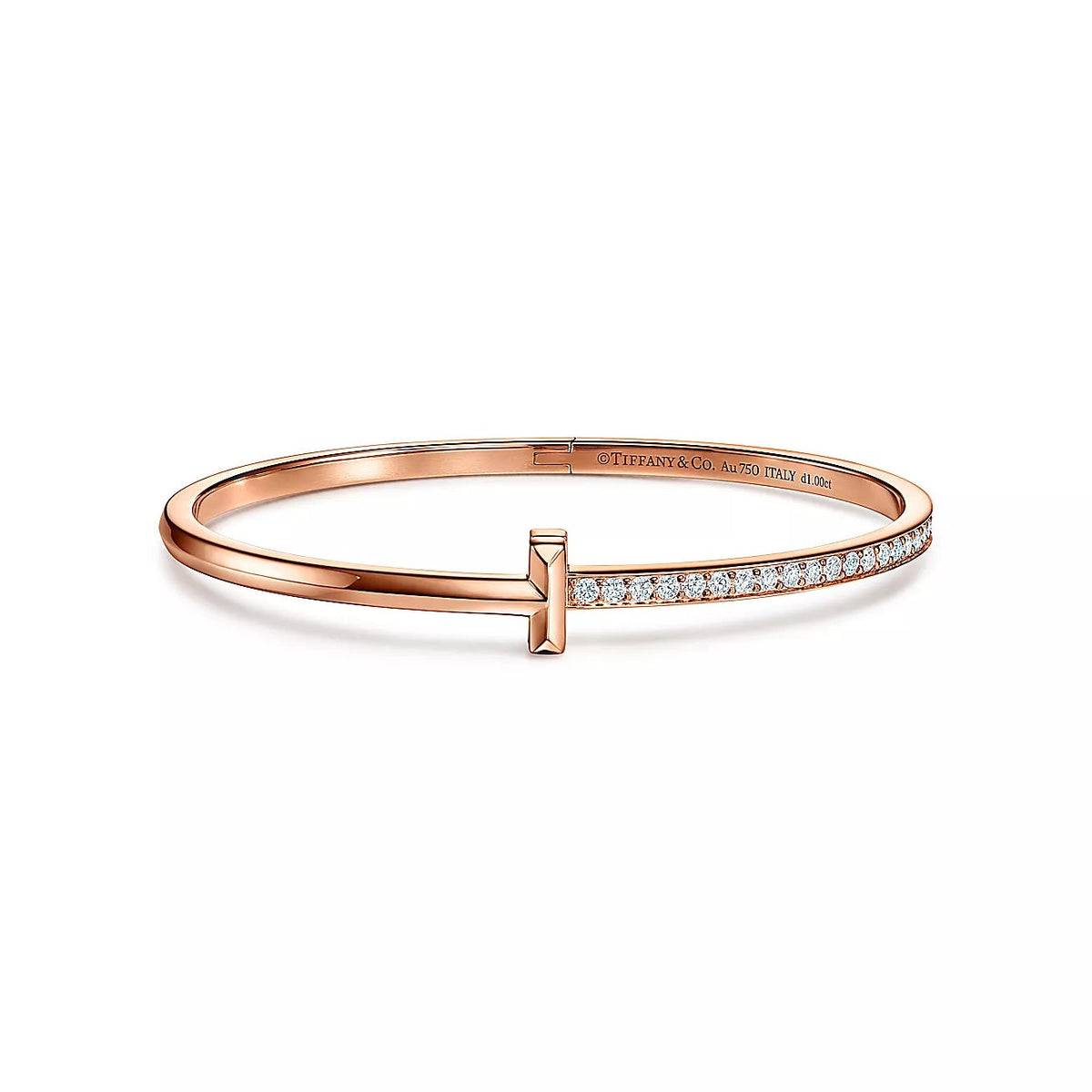18K Gold Diamonds Tiffany T1 Hinged Bangle