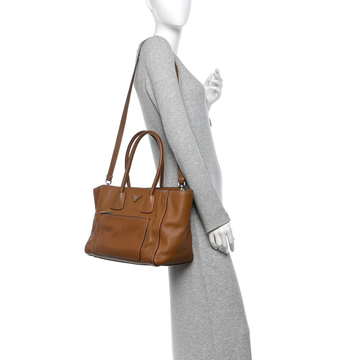 Prada Vitello Daino Shopping Tote Brown