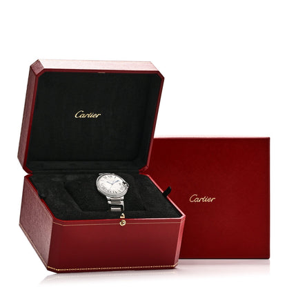 Cartier Stainless Steel Diamond 36mm Ballon Bleu Automatic Watch