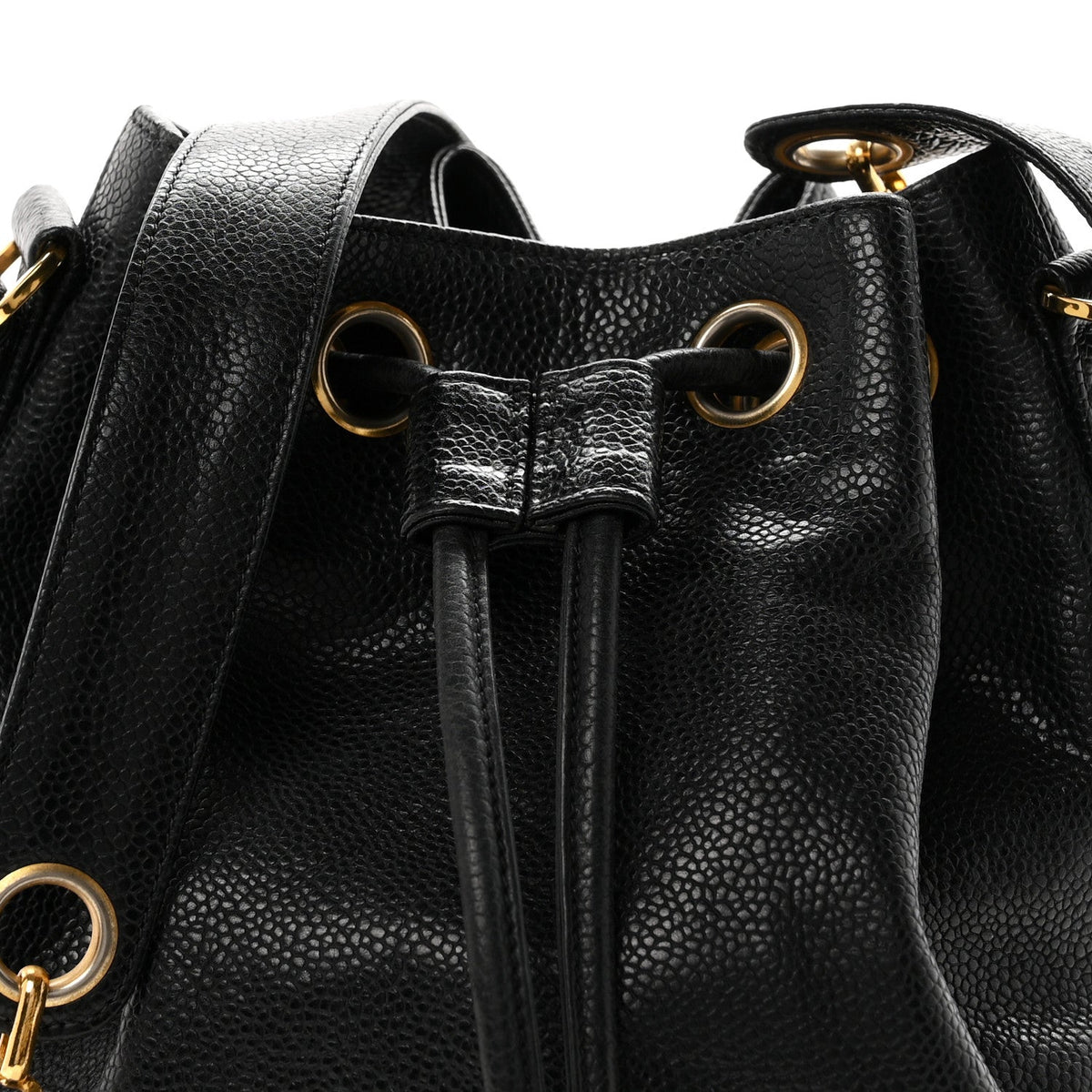 Chanel Caviar CC Drawstring Shoulder Bag Black 1951318