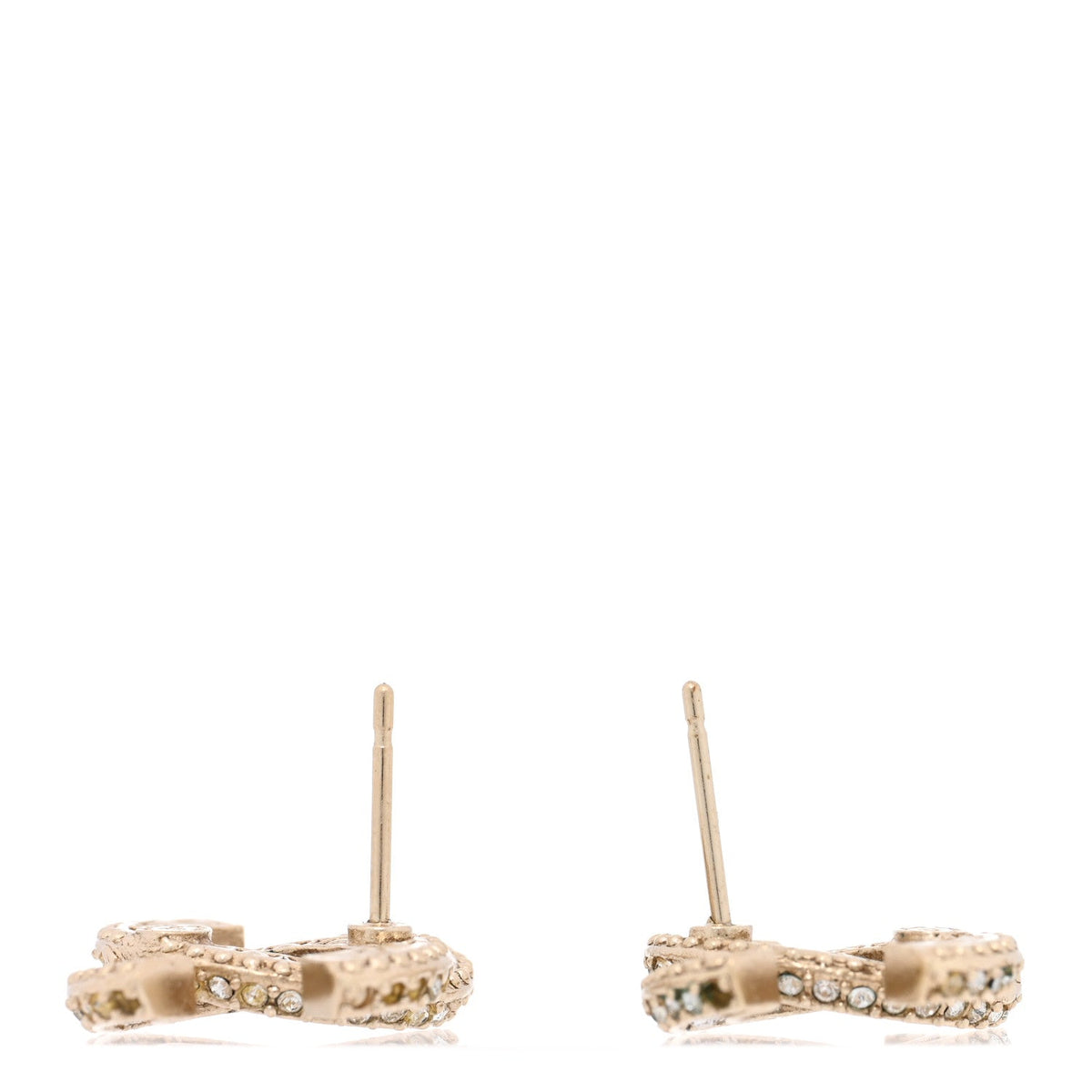Chanel Crystal Timeless CC Earrings Light Gold