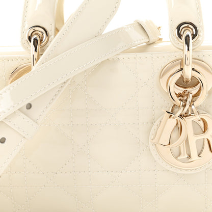 Christian Dior Patent Cannage Small Lady D-Joy White
