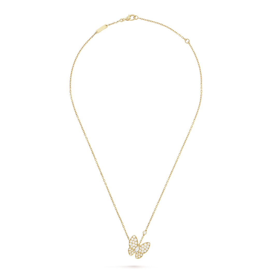18K Diamond VCA Two Butterfly Pendant
