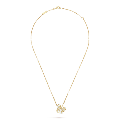 18K Diamond VCA Two Butterfly Pendant