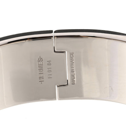 Hermes Enamel Palladium Plated Wide Clic Clac H Bracelet GM Bleu Transat