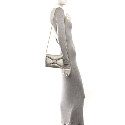 Valentino Garavani Crystal Suede Small One Stud Clutch Silver