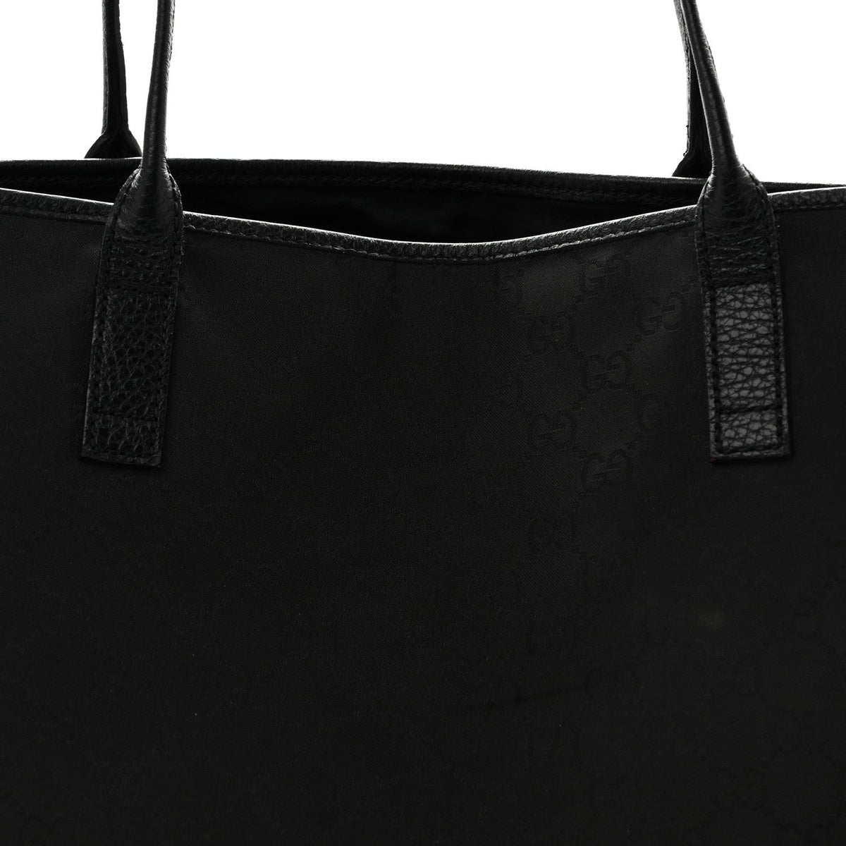 Gucci Monogram Canvas Leather Tote Black