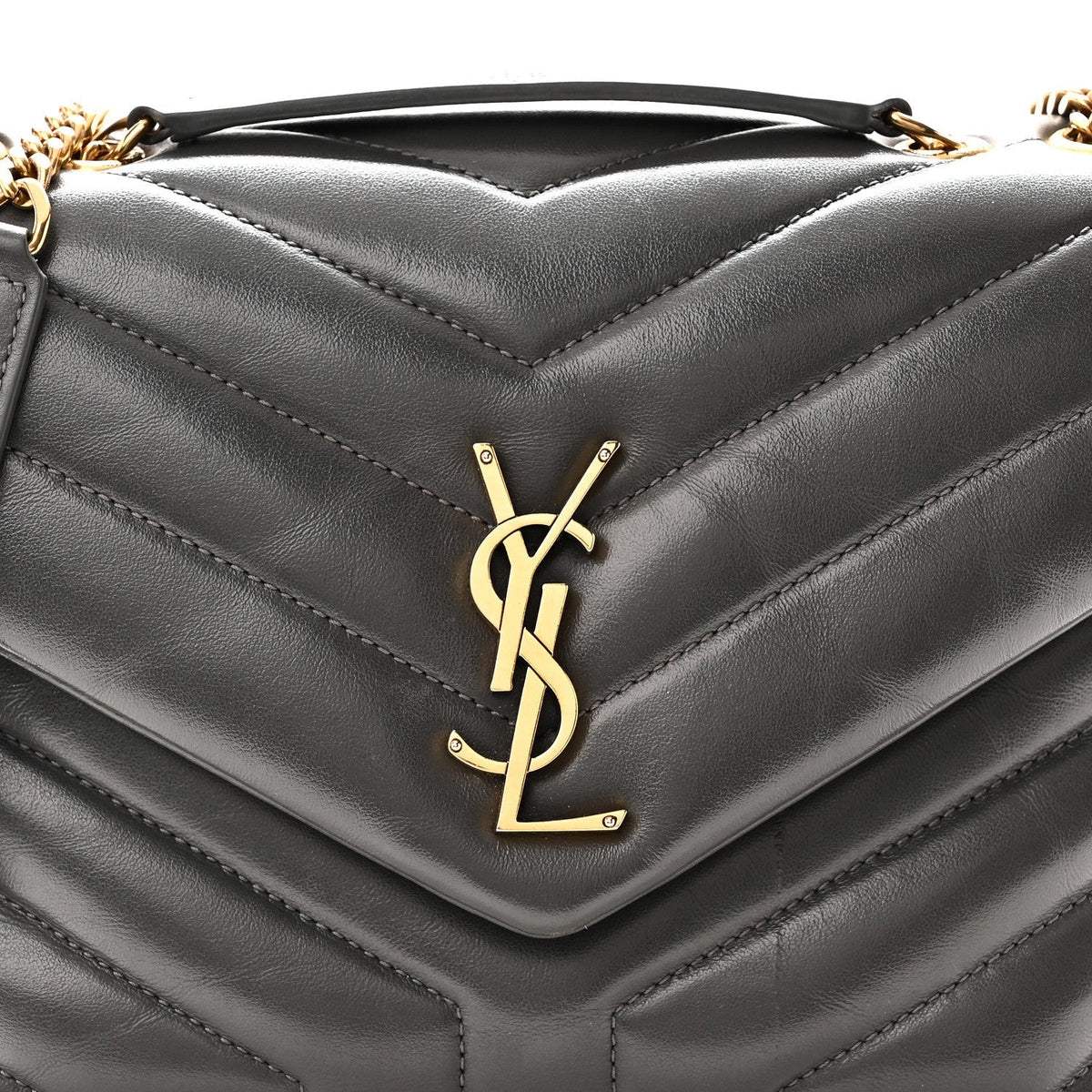 Saint Laurent Calfskin Small Loulou Chain Satchel Storm