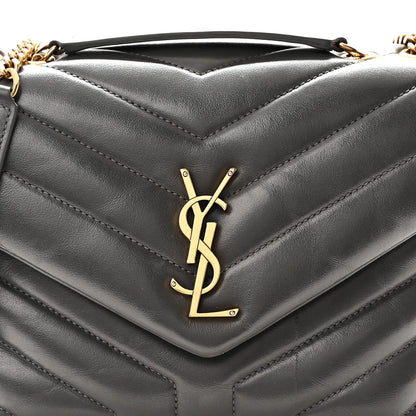 Saint Laurent Calfskin Small Loulou Chain Satchel Storm