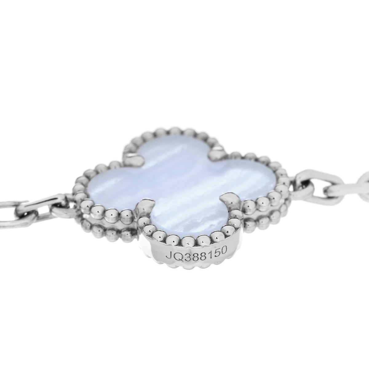 Van Cleef & Arpels 18K White Gold Chalcedony Vintage Alhambra Bracelet