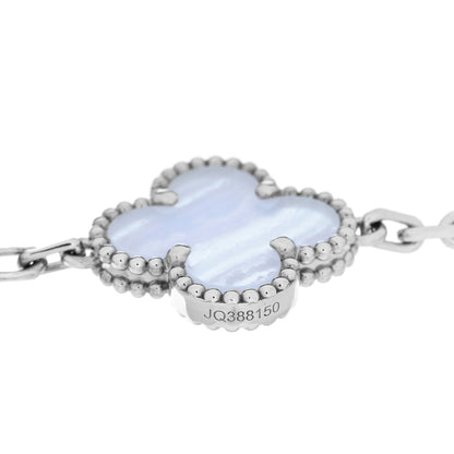 Van Cleef & Arpels 18K White Gold Chalcedony Vintage Alhambra Bracelet