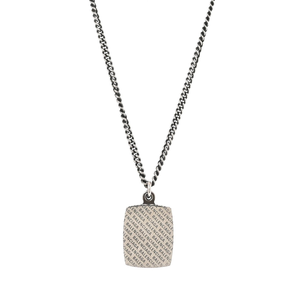 Balenciaga Stainless Steel Logo Locket Chain Necklace