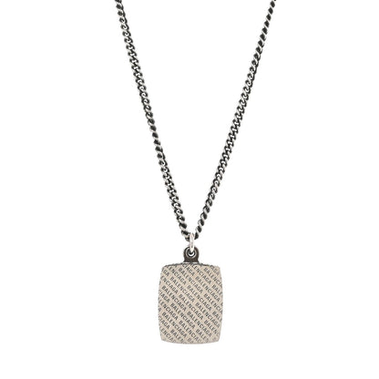 Balenciaga Stainless Steel Logo Locket Chain Necklace