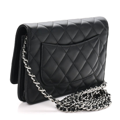 Chanel Lambskin Quilted Wallet On Chain WOC Bag Black
