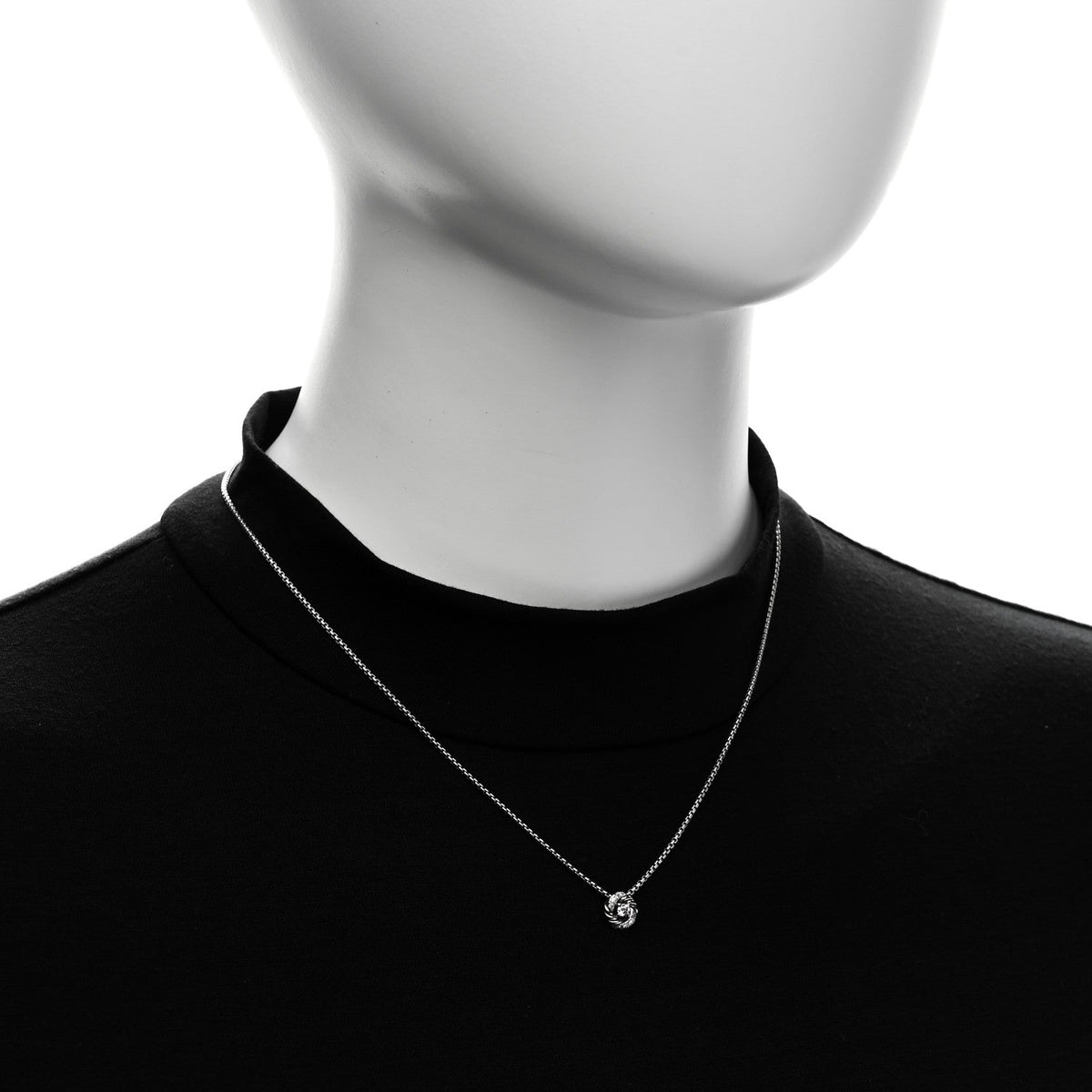 David Yurman Sterling Silver Diamond 8mm Petite Infinity Pendant Necklace