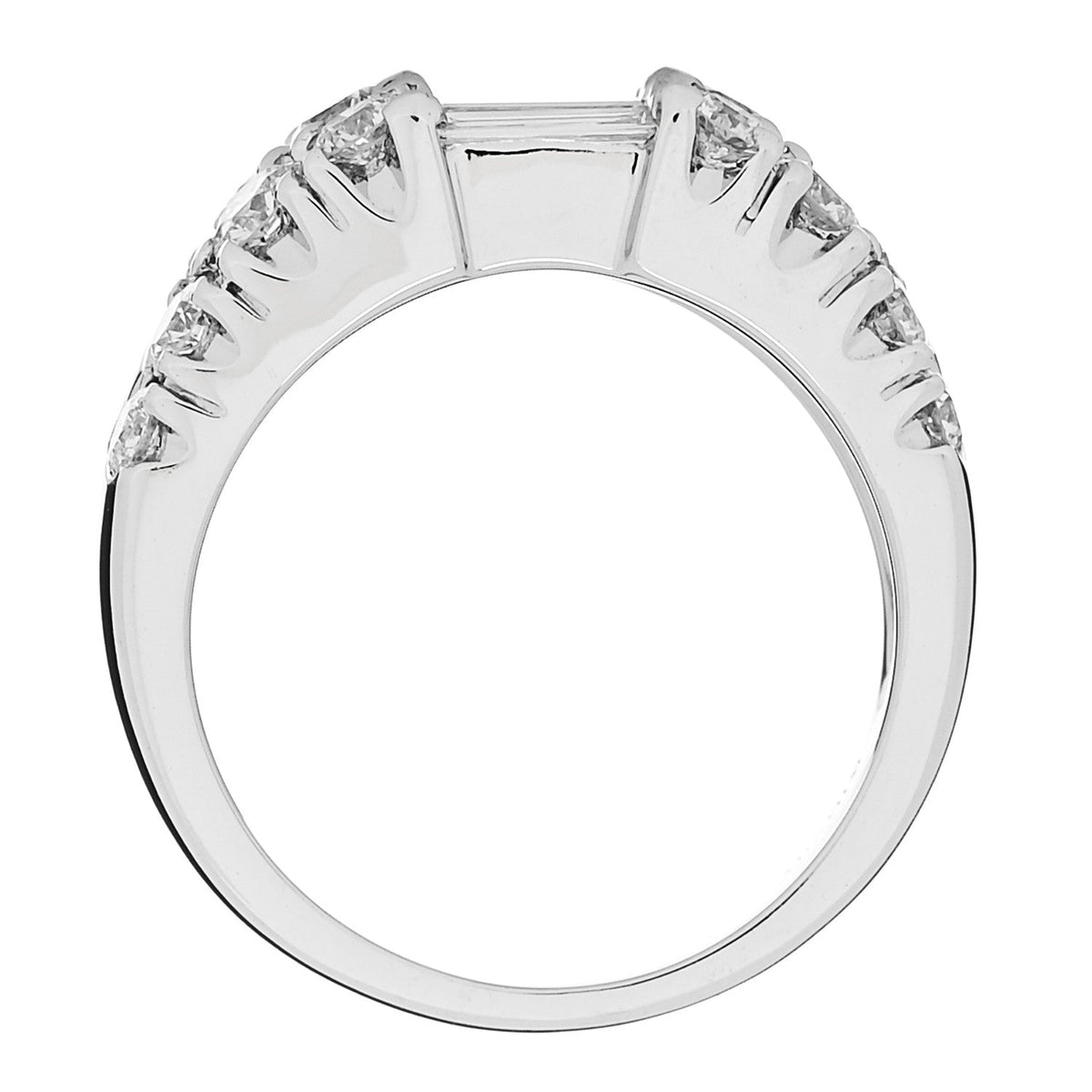 Parker & West 18K White Gold Diamond 1.92ctw Baguette Round Cut Ring 50 5.25
