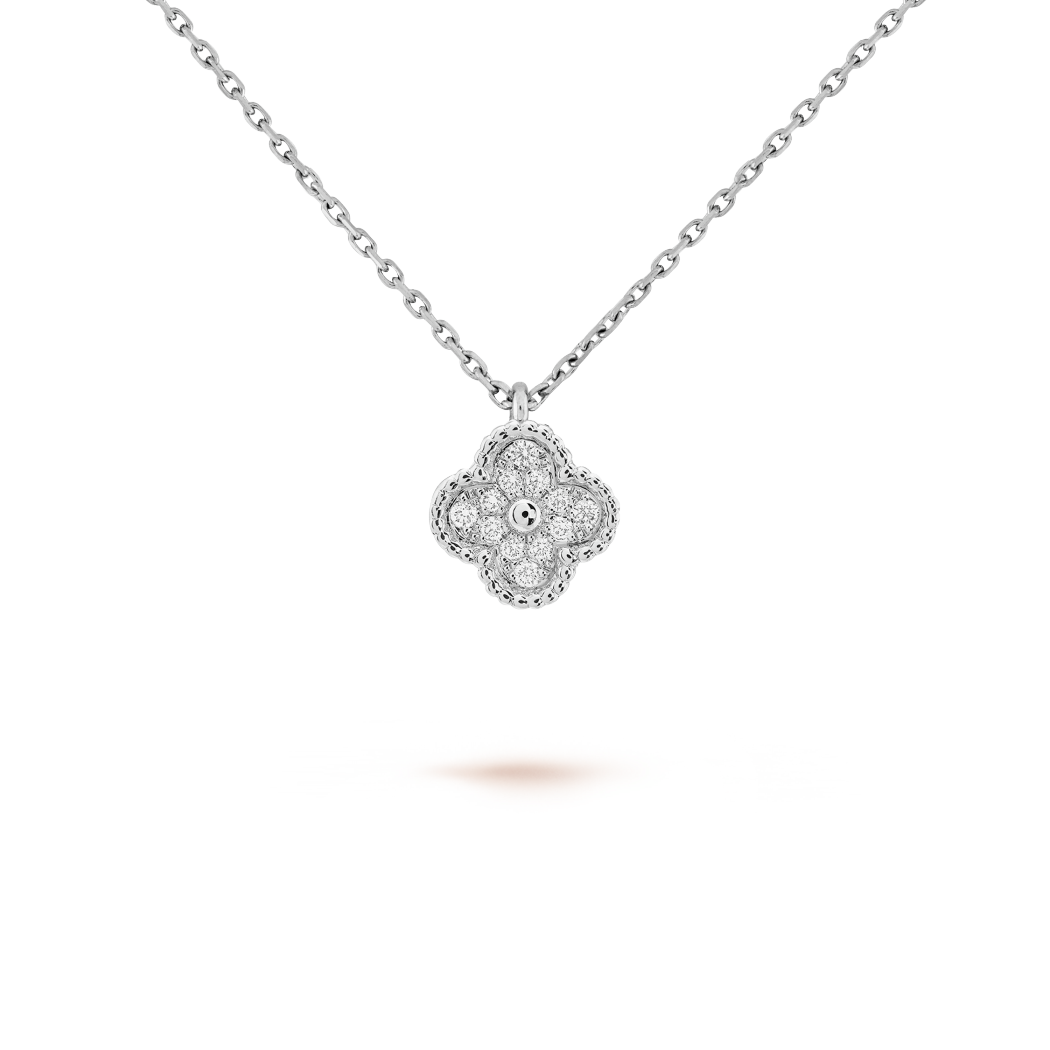 18K White Gold Diamond VCA Sweet Alhambra Pendant