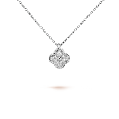 18K White Gold Diamond VCA Sweet Alhambra Pendant