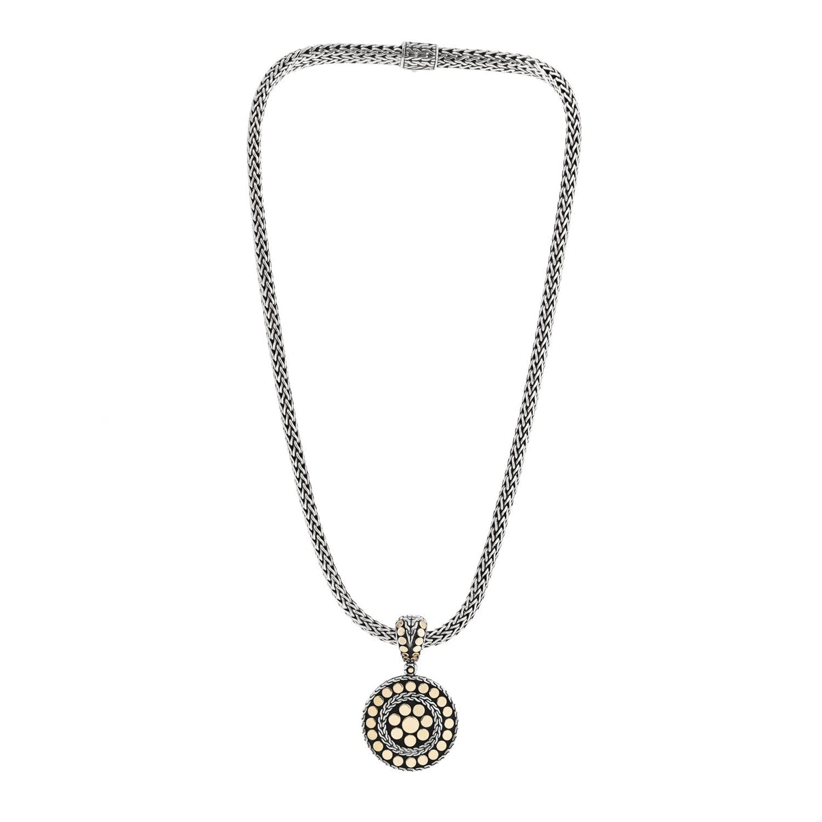 John Hardy Sterling Silver 18K Yellow Gold Dot Enhancer Pendant Necklace