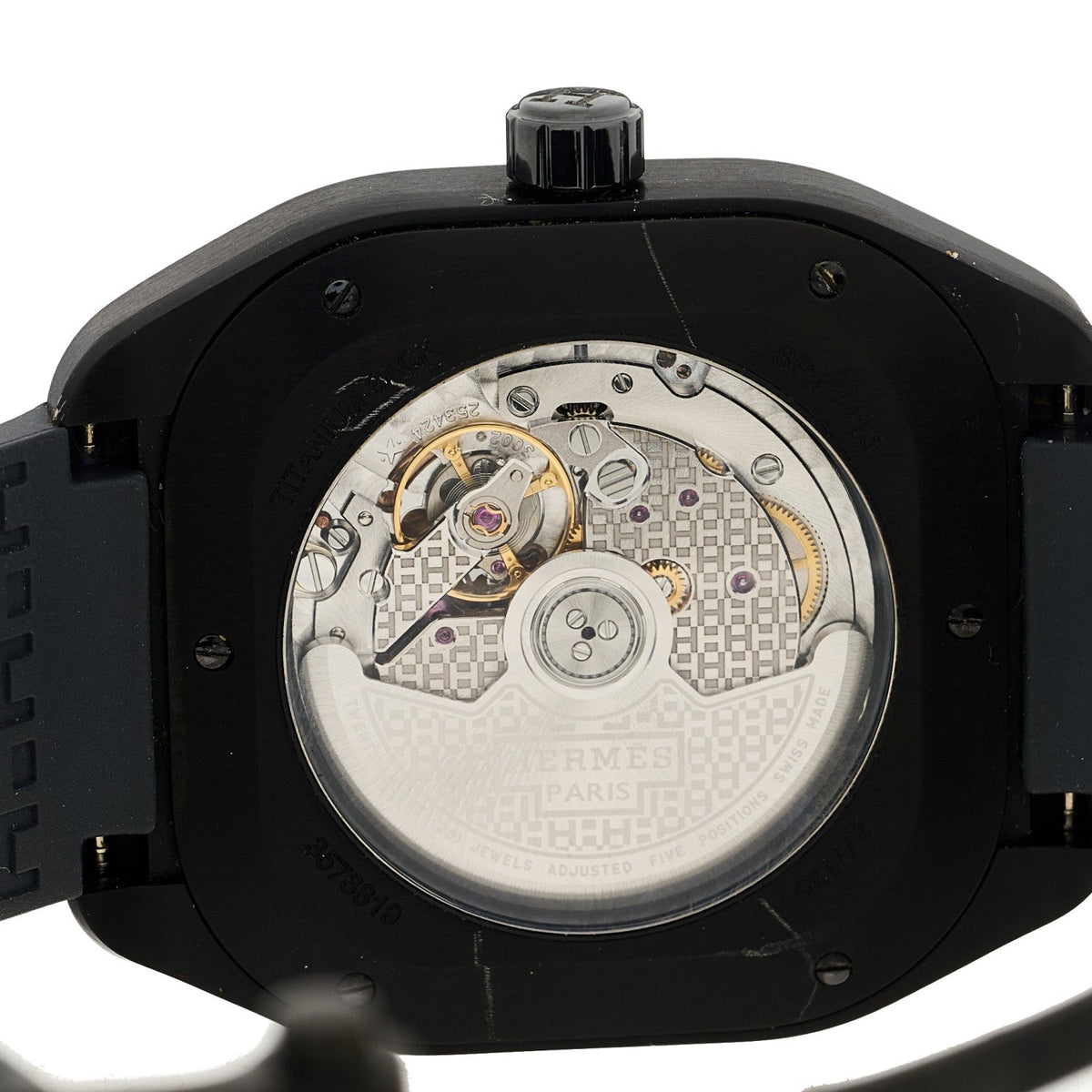 Hermes Graphene Nickel Rubber 39mm H08 Automatic Watch Noir
