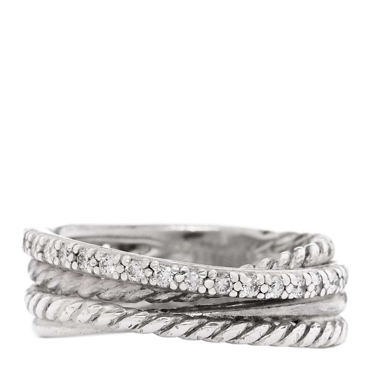 David Yurman Sterling Silver Diamond 7mm Crossover Ring 50 5.5