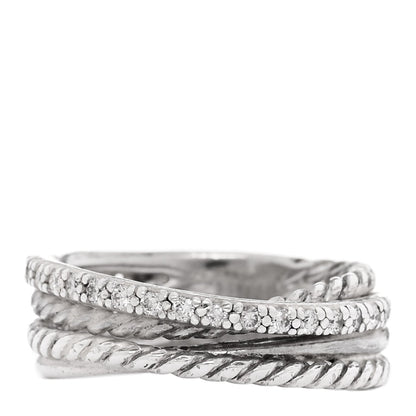 David Yurman Sterling Silver Diamond 7mm Crossover Ring 50 5.5